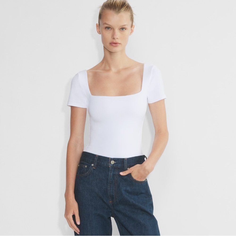 Aritzia square neck white bodysuit